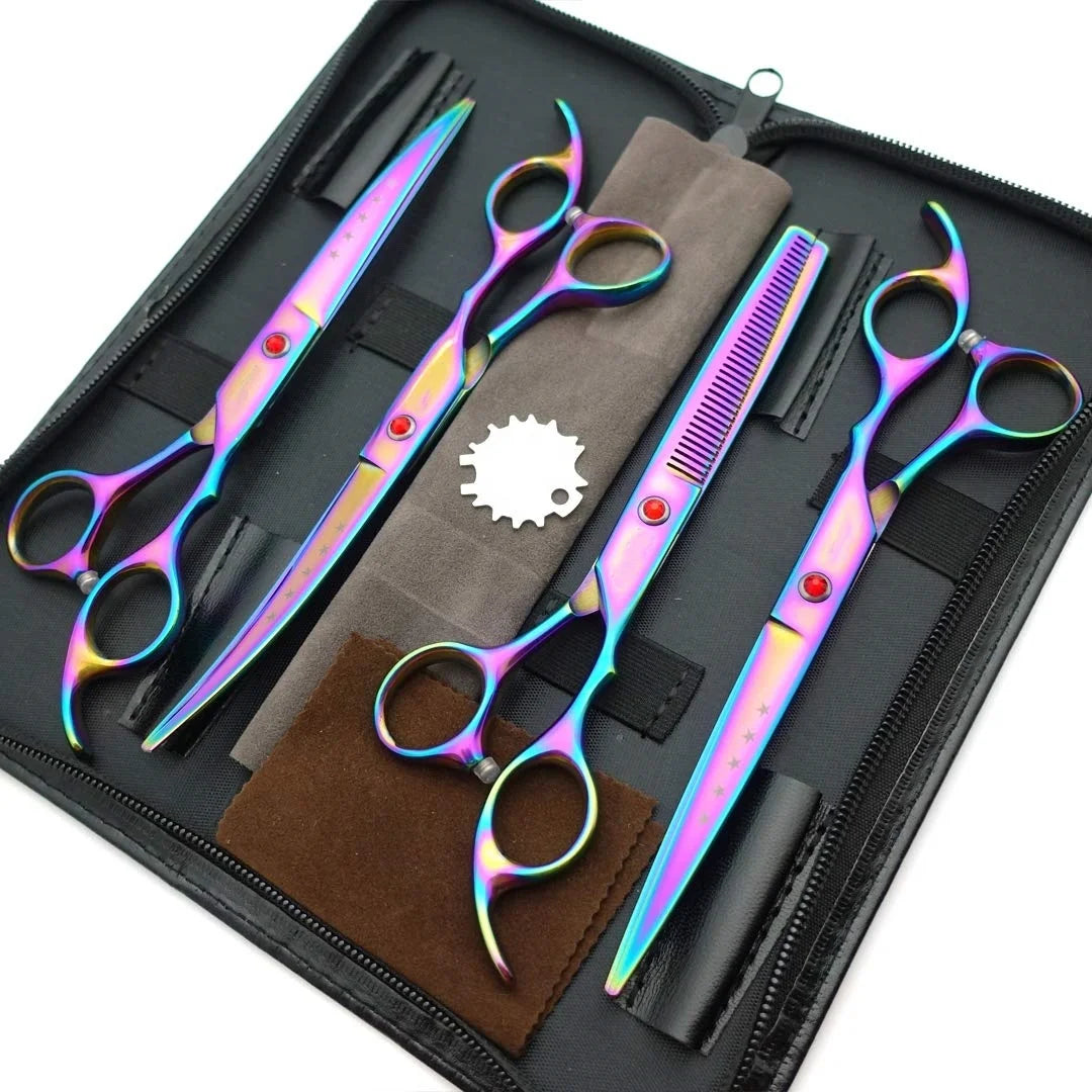 Wholesale 8 Inch Left Handed Dog Grooming Scissors Kit Foldable Japanese VG10 Plastic Pet Products for Dog and Cat Accessories