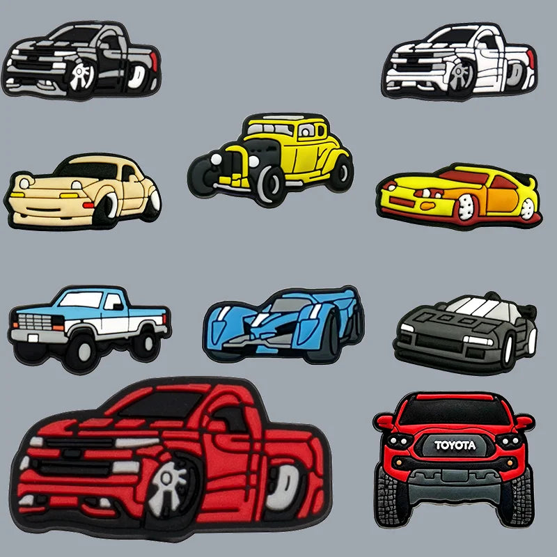Customized Wholesale 2D Diy Cool Clog Sandal Accessories Truck Shoes Decorations Sports Cars Shoe Charms