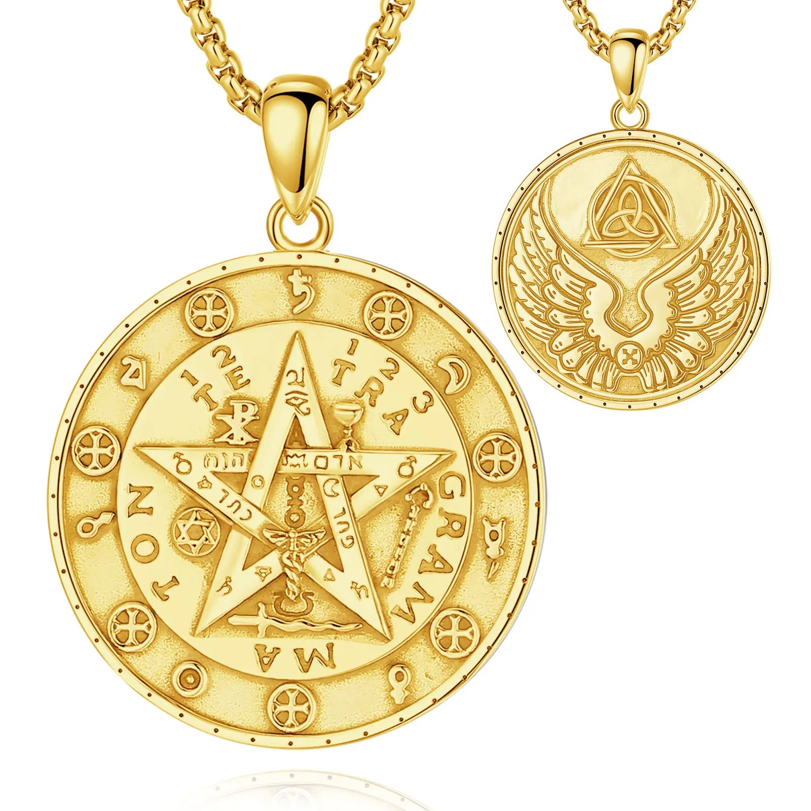 Merryshine 925 Sterling Silver Tetragrammaton Pentagram Amulet Energy Pendant Star of David Vintage Guardian Star Wicca Jewelry