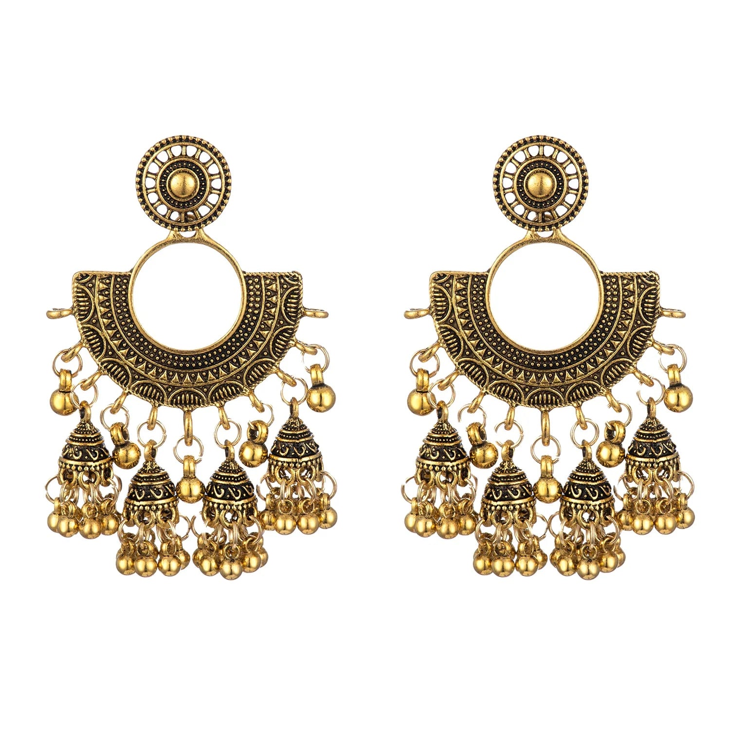 Ethnic Sector Gold Earrings Indian Jewelry Ethnic Hippie Tribe Boho Bells Tassel Dangle Earrings Jewellery