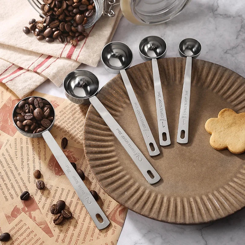 Stainless Steel 5-30ml Coffee Powder Metering Spoon Home Baking Tool With Scale and Handle for Measuring Coffee Ingredients