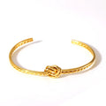 Minimalist Waterproof Gold Plated Stainless Steel Bangles Vintage Knot Open Adjustable Bracelet for Women Pulseras Y Brazaletes