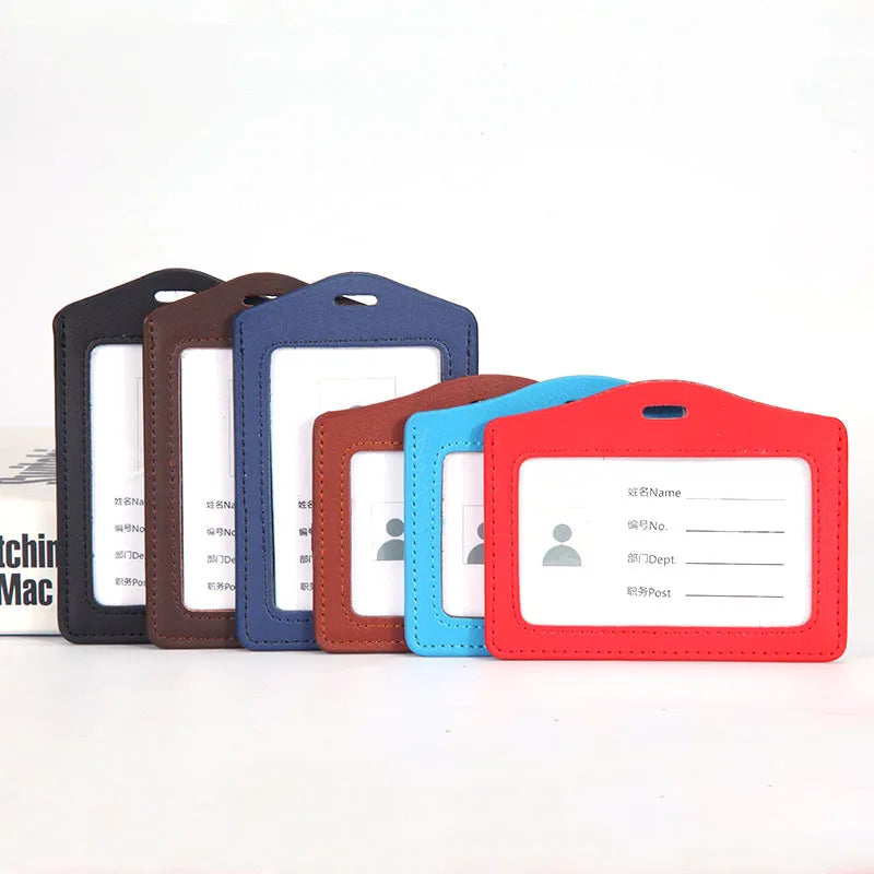 Custom Logo Business Style Leather Work ID Card Name Badge Holder for Promotional Gift