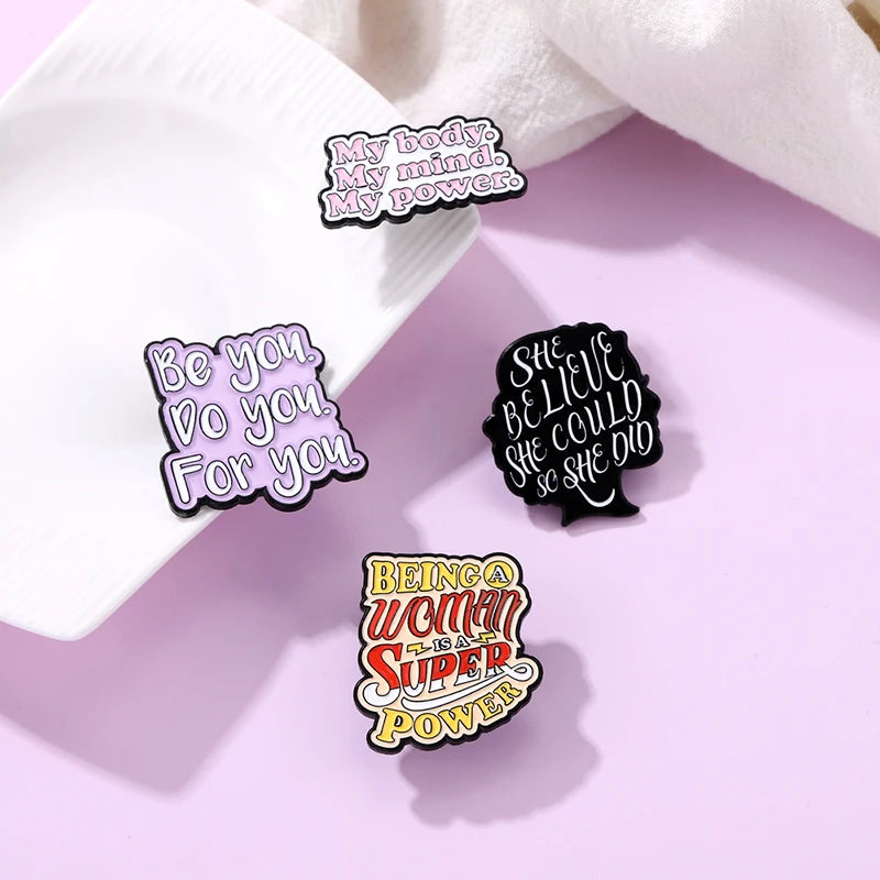 Girl Power Custom Don't Lose Heart Positive Quote Zinc Alloy Plated Soft Enamel Feminist Metal Lapel Brooch Pins