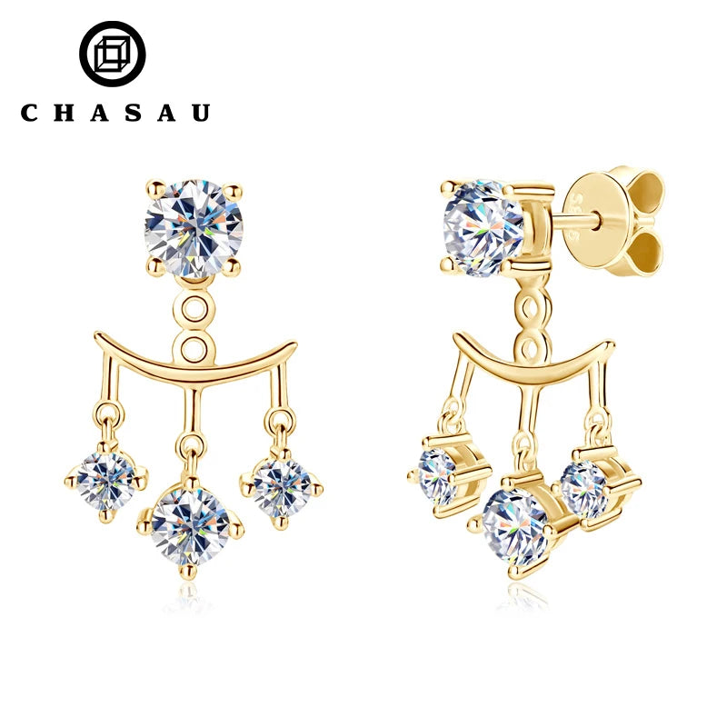 Two Wearable Design Unique Total 1 Carat 5mm VVS1 D-E Color Moissanite 925 Sterling Silver Lead-free & Nickel-free Earrings