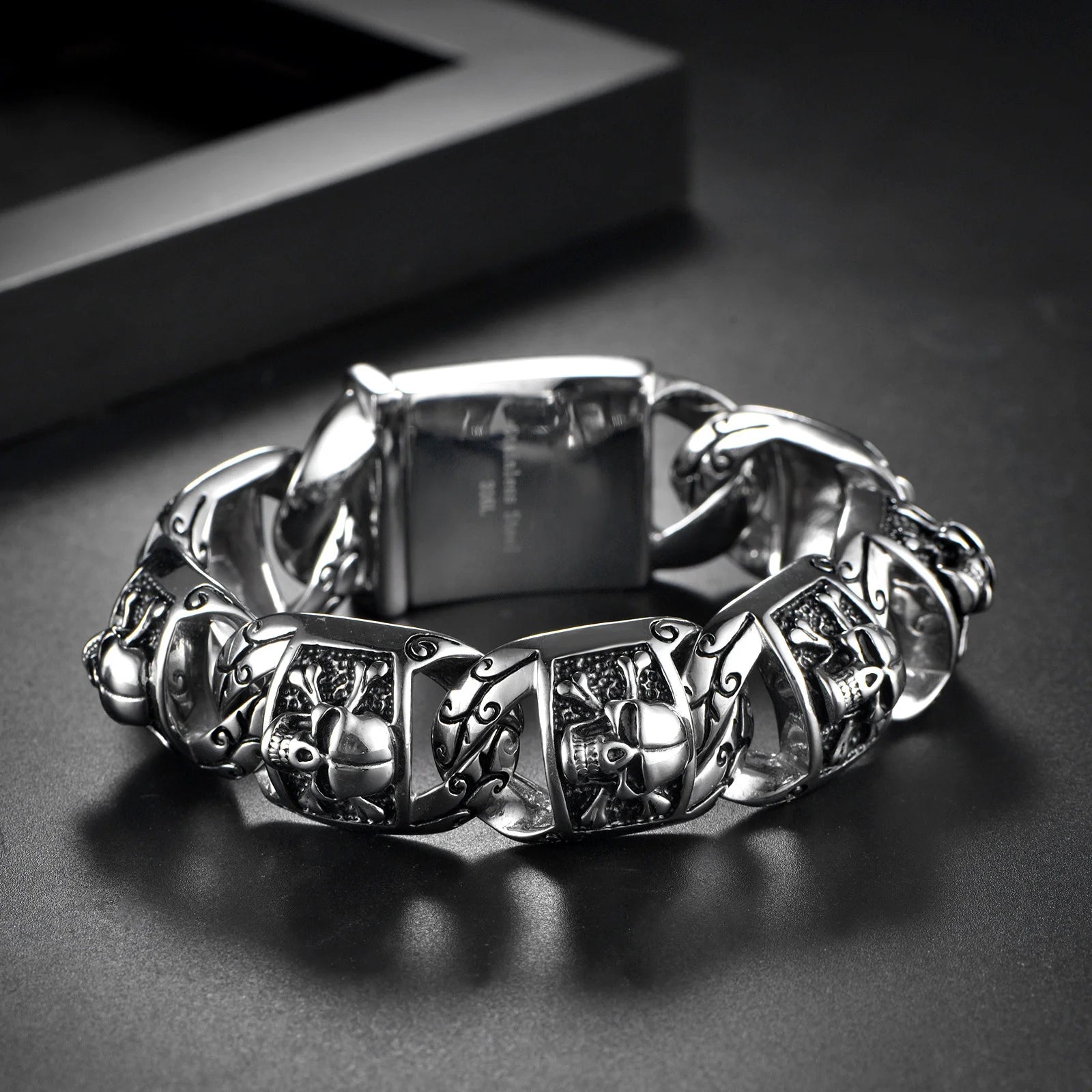 Men's Magnetic Chain 316L Stainless Steel Jewelry Skull Cuff Bracelet Bangles for Men Wholesale Custom