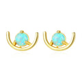 Fine Jewelry New Fashion 925 Sterling Silver Arc Shape Natural Round Opal Stud Earrings for Women Girls Wholesale