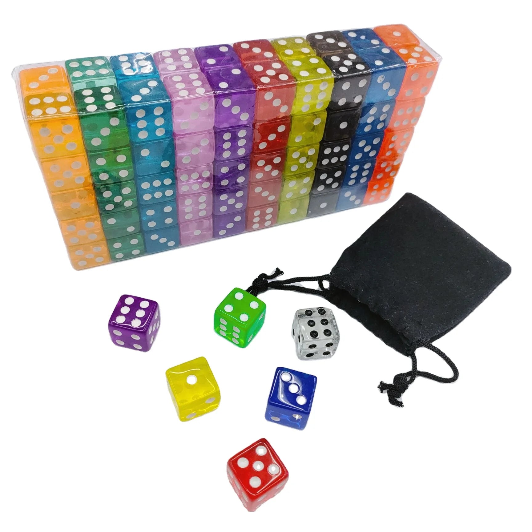 Transparent Acrylic Mahjong Dice 12mm Round Corners Supporting Automatic Play for DND Games