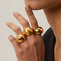 J&D Jewelry Stainless Steel High Polish Chunky Tear Waterdrop Earring Round Ball Punk Rings