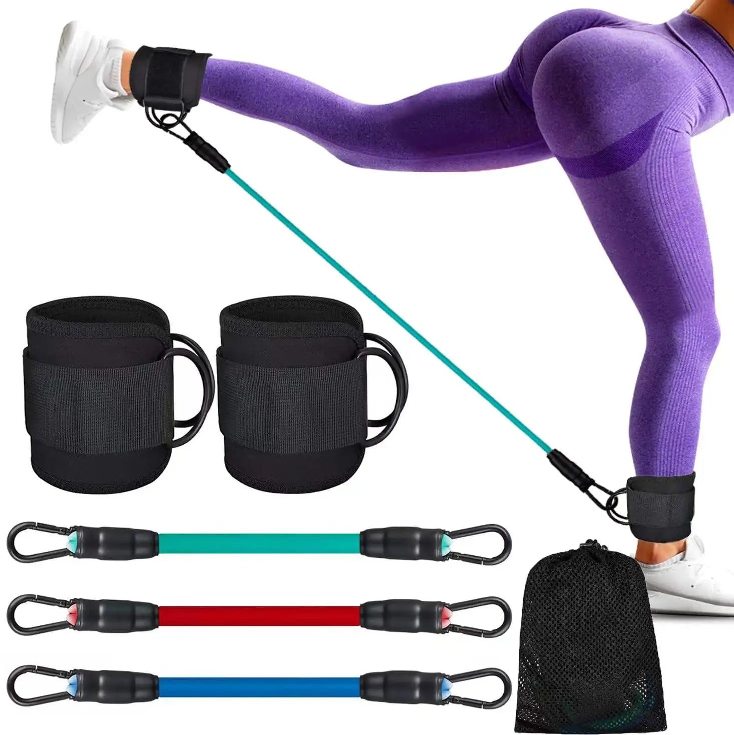 New and Ankle Strap Set for Training Speed and Agility Training Tool Gym Home Latex Resistance Tube Band