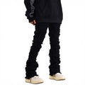 Wholesale Distressed Washed Jean Men Blank Stacked Flare Pants Jean Custom Distressed Ripped Stacked Denim Jeans