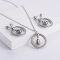Hot Sale Stainless Steel Silver Round Shape Water Drop Pendant Women Jewelry Set