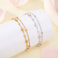 Hot Selling Titanium Steel Women Trendy Gold Plated Love Pendent Double Layered Peach Heart Bracelet