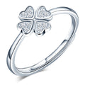 Fashion Jewelry 925 Sterling Silver Lucky Clover Heart Ring Adjustable Opening Bijoux Pour Femme