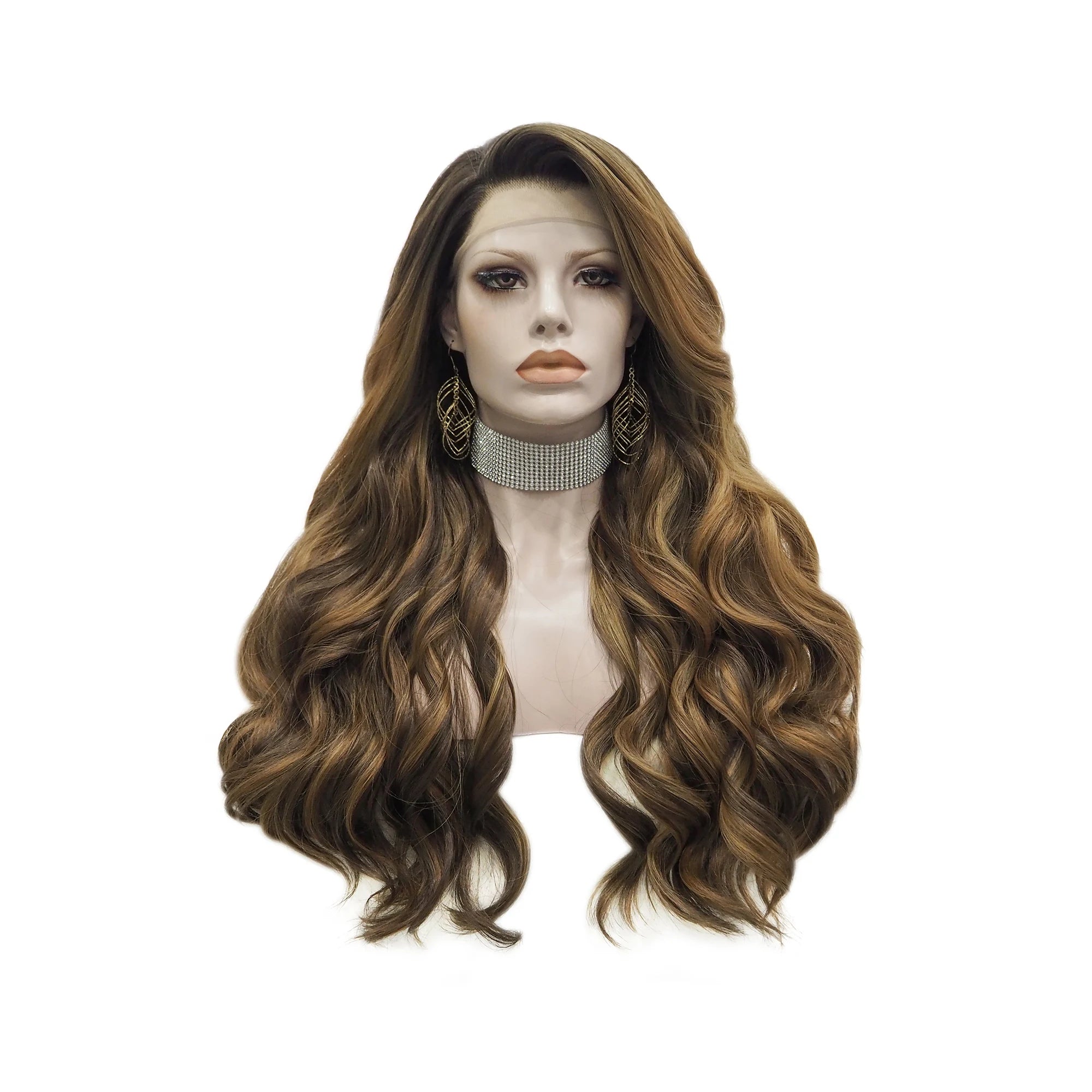 Celebrity Wig New Designed Ombre Natural Color Daily Life Wearing Futura Henlon Fiber Synthetic Lace Front Wigs