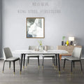 Luxury European Style Marble Dining Table Set Modern Stainless Steel Base Dining Table and Chair