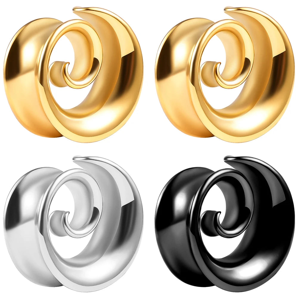 Evorte 10pcs Fashion Circle Ear Hoop Huggie Punk Earring Saddle Ear Tunnel Plug Expander Stretchers Piercing Stainless Steel
