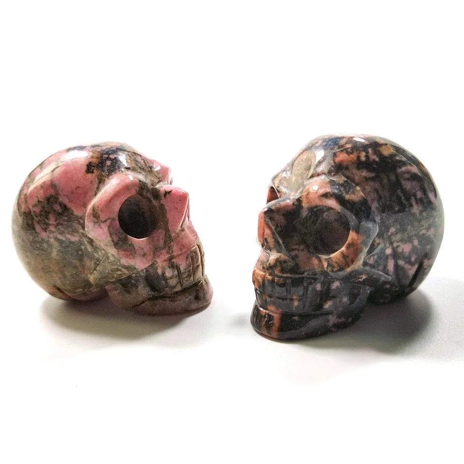 Huiying Decorative New Style 2 Inch Carved Rhodonite jasper Stone Stone Skulls Head for Fengshui Crafts