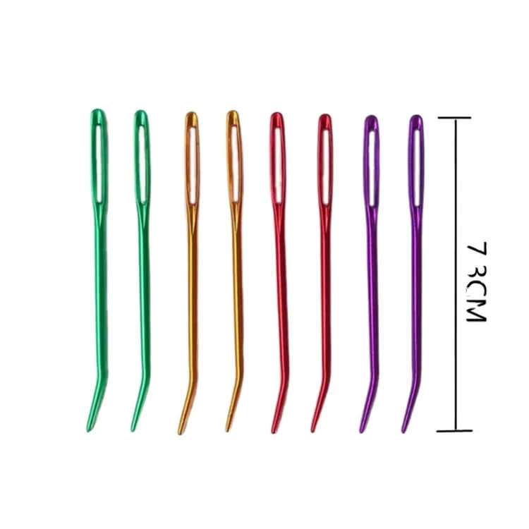 Factory Sale 2Pcs Aluminum Bent Tip Big Eye Yarn Knitting Needles Needlework Crafts Sewing Needles