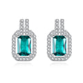 Exquisite 925 Sterling Silver Rhinestone Zircons Women Fashion Square Shape Gemstone Diamond Stud Earrings