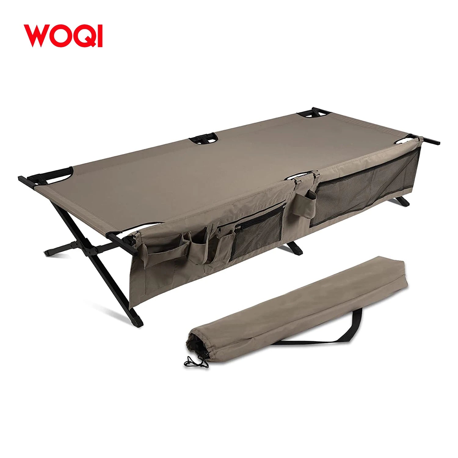 WOQI  Outdoor Travel Portable Camping Bed Compact Ultralight Folding Camping Cot with Carry Bag