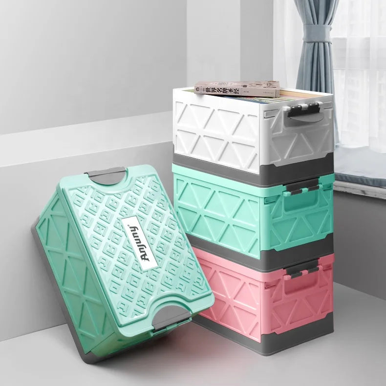 Anjuny 50L High-Capacity Plastic Car Trunk Organizer Dual-Purpose Foldable Storage Box for Home Car Lightweight PP Storage Toys