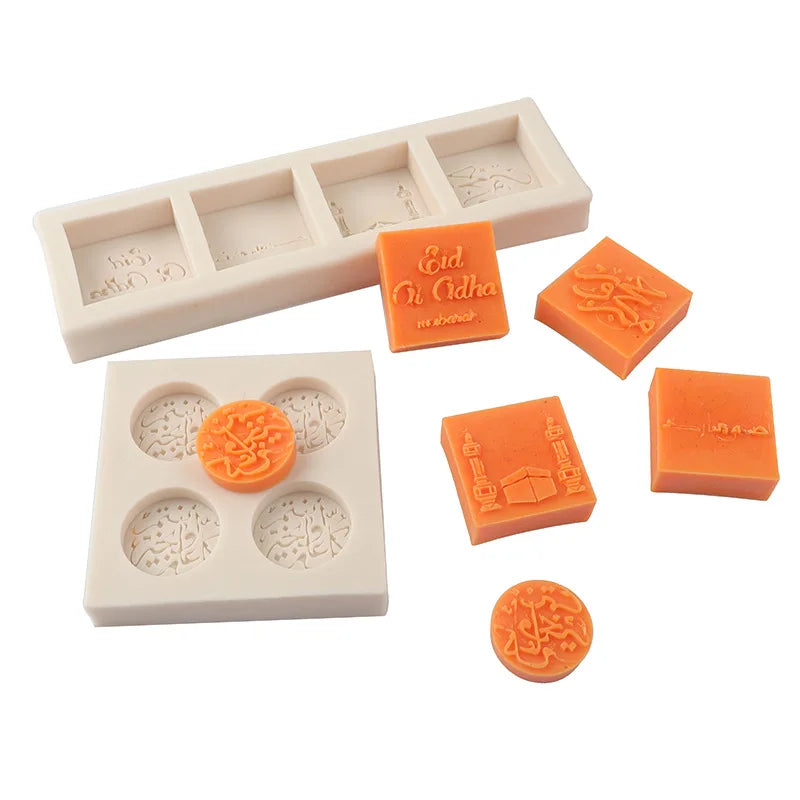 Wholesale Arabic Font Cookie Mold Eid Mubarak Ramadan Islamic Muslim Chocolate Mould Cake Tools for Fondant Chocolate Creation