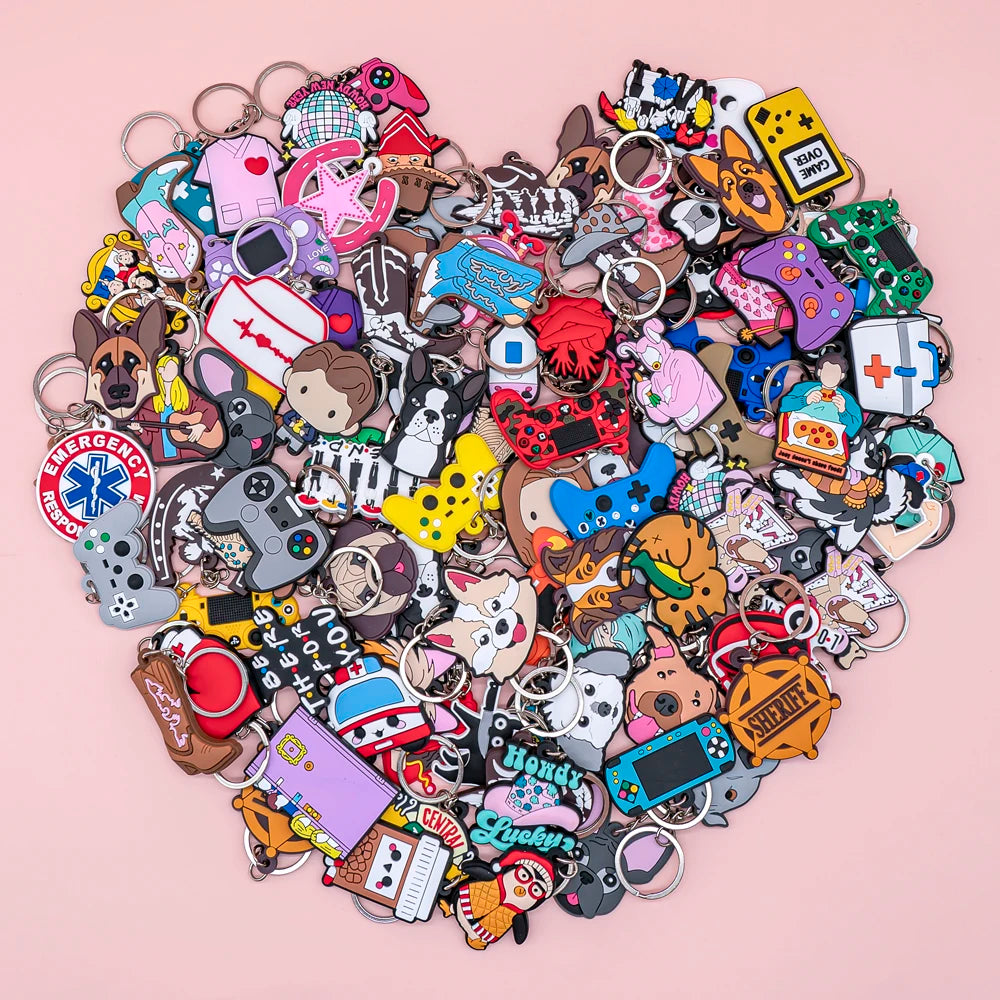 Custom Wholesale Pvc Keychain Cute Cartoon Dogs Keyring Gamepad Key Holder Fit Kids Women Men Keys Accessory