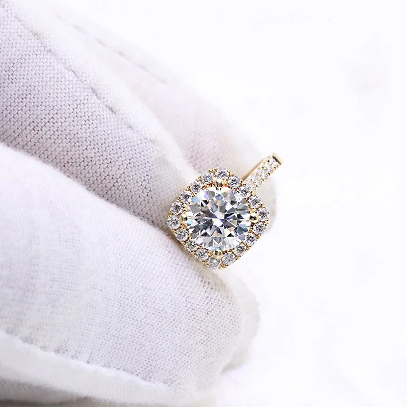 Free Shipping 1.5carat Round Brilliant Cut Moissanite Ring 14K 18K Pure Gold Ring Moissanite Diamond Engagement Ring for Wedding