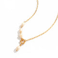 Waterproof 18k Gold Plated Natural Freshwater Pearl Necklace Women Stainless Steel Paperclip Chain Bead Choker Necklace Jewelry