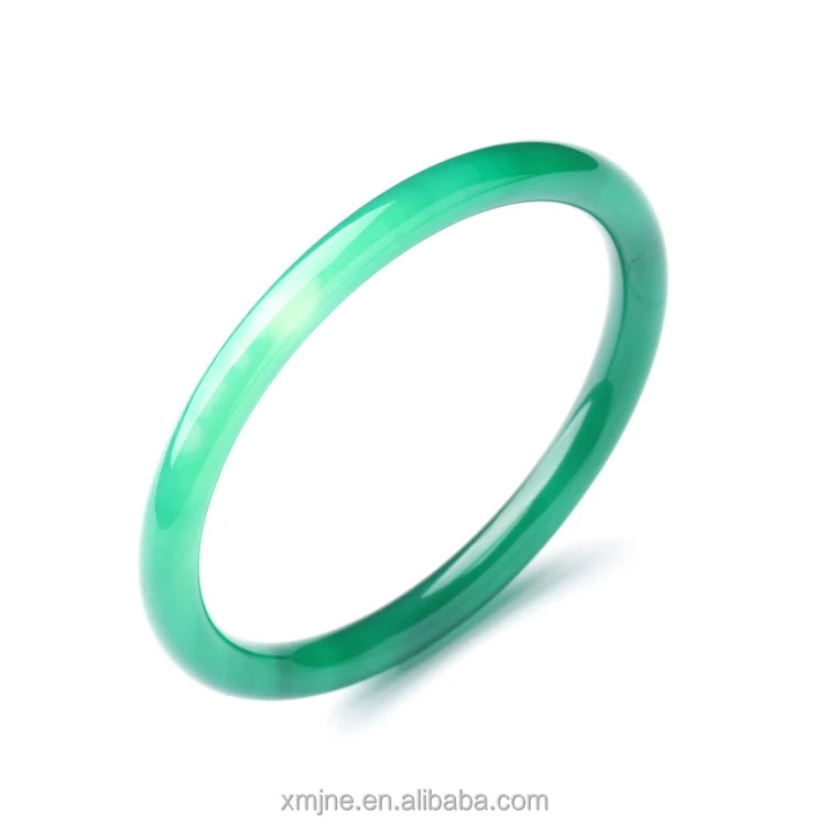 Wholesale 6Mm Ice-Shaped Jade and Chalcedony Thin Round Bracelet Ice Green Agate Bracelet Jade Thin Bracelet