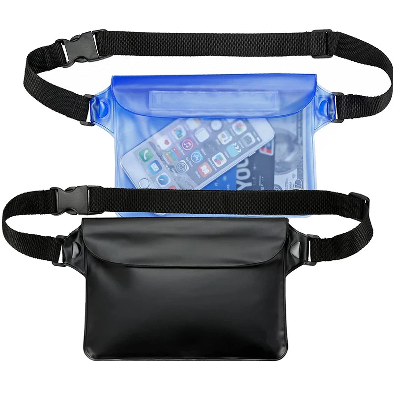 Custom Unisex Boating Swimming Water Parks Waterproof Transparent PVC Zipper Closure Fanny Pack with Belt for Beach