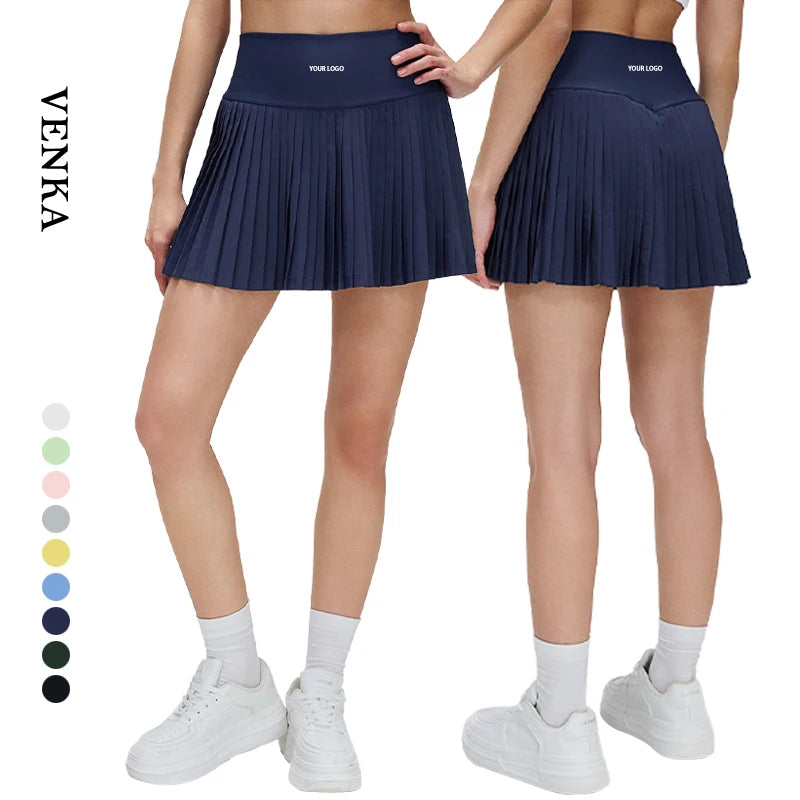 Women Summer Sports Fitness Pleated Shorts Quick-Drying Golf Running Skirt With Pockets High Waist Workout Skirt Pants for Women