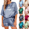 Plus Size Women's Sleepwear Lounge Wear Two Piece Set Women Pijamas De Mujer Custom Satin Silk Pajama Loungewear Sleep Wear Set