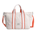 Women's Large Capacity Canvas Tote Bag Square Beach Style Candy Color Strap Zipper Closure Featuring Three Handles