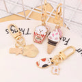 Enamel Keychain Ice Cream Cone Keychain Gold Metal Keychain