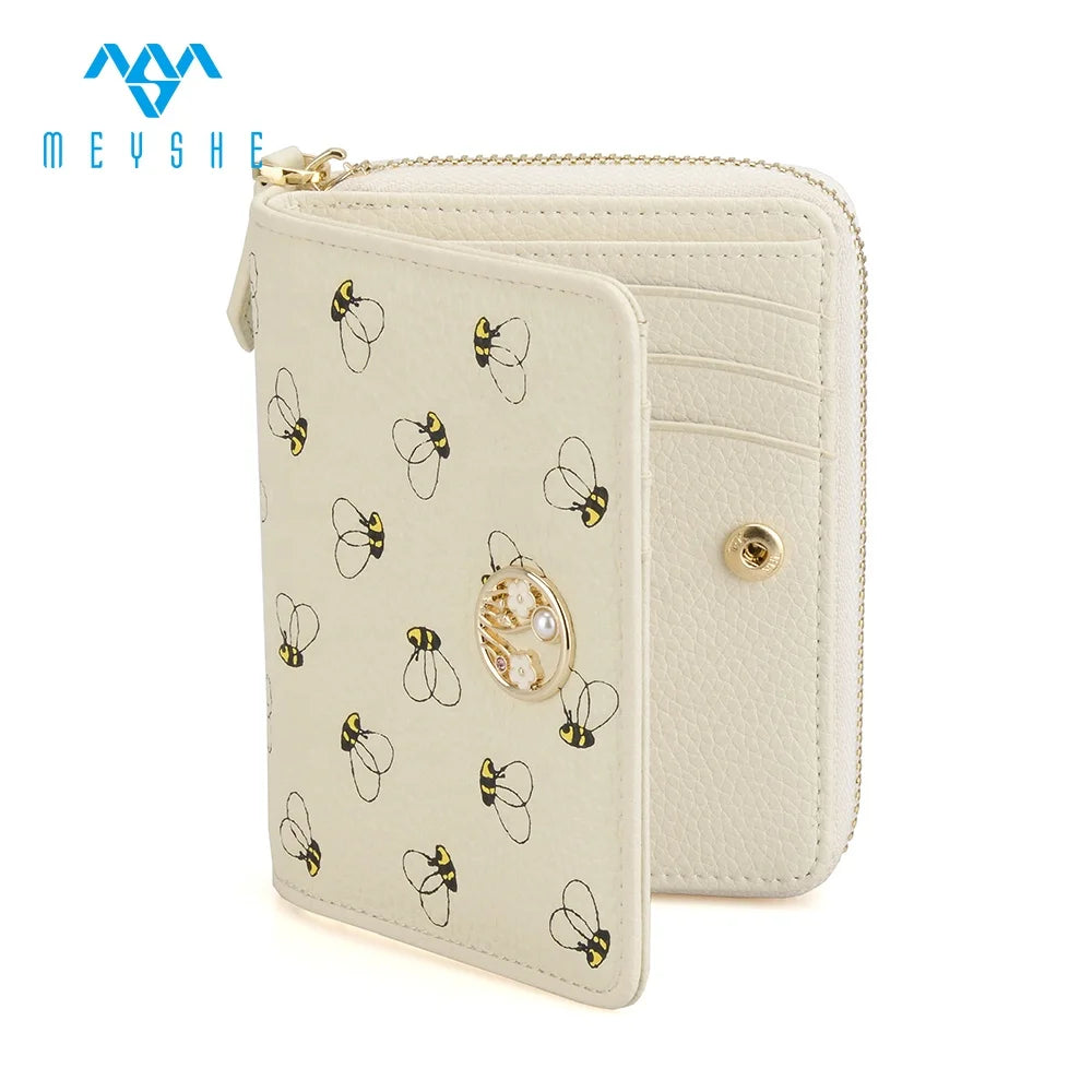 Custom Sublimation Genuine Leather Good Quality Women Money Printed Credit Card Holder Coin Wallet With Zipper
