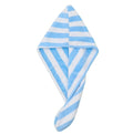 Custom Logo Striped Microfiber Hair Turban Wrap - Fast Drying Absorbent Hair Towel Cap for Women - Wholesale Bulk Supplier