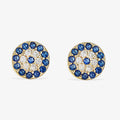 Blue Sapphire CZ Evil Eye Women Jewelry Gold Plated Lucky Charm 925 Sterling Silver Stud Earrings