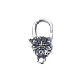 Tibetan Style Oxidized Sterling Silver Large Lobster Clasps Findings Daisy Flower Bracelet Lock for Chunky Chain Jewelry