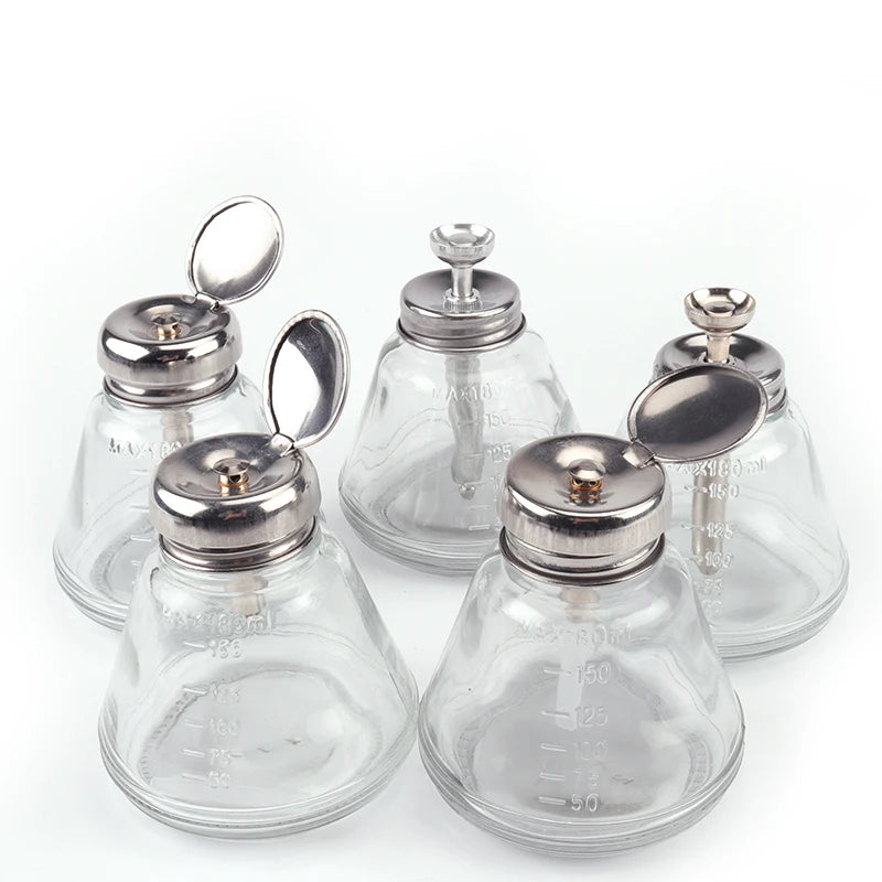 Glass Alcohol Bottle Thickened 180ml Press Type Industrial Service Copper Core Anti-corrosion Plate Alcohol Bottle