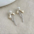 New Butterfly Knot Bread Shape AAAA Grade Silver Plated Stud Earrings 7-8MM Natural High Quality Freshwater Pearl Hypoallergenic