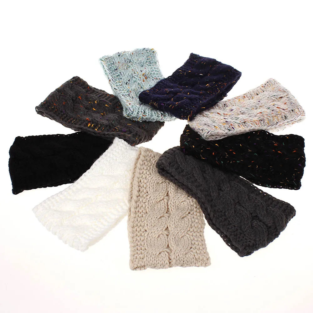Winter Warm Twist Knitted Headband for Women Handmade Solid Color Elastic Turban Bandage Bandanas Hair Accessory
