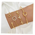 VKME 4Pcs/Set Heart Rhinestone Bracelet for Women Jewelry