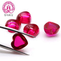 Factory Whole Synthetic Ruby Gemstone Flat Back Ruby Stone 6x6mm - 20x20 mm Heart Ruby Cabochon