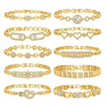 OAHLAN Jewelry Fashion Trendy 18K Gold Plated Cubic Zircon Inlay Charm Copper Bracelets for Women Anniversary
