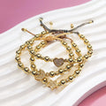 Luxury 18K Copper Gold-plated Beads Star Moon Heart Bracelet Fashion Beaded Bracelet for Women
