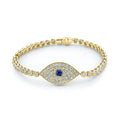 Gemnel Latest Trendy 925 Sterling Silver Gold Plated Tennis Evil Eye Zircon Bracelet Women
