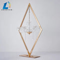 New Product Acrylic Electroplate Gold Wedding Decoration Rhombusz Candlestick Centerpiece