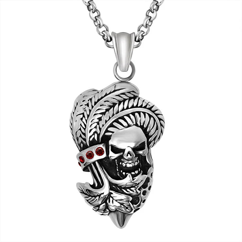 Men's Retro Skull Stainless Steel Necklace Punk Style Skeleton Pendant Fine Pendants & Charms